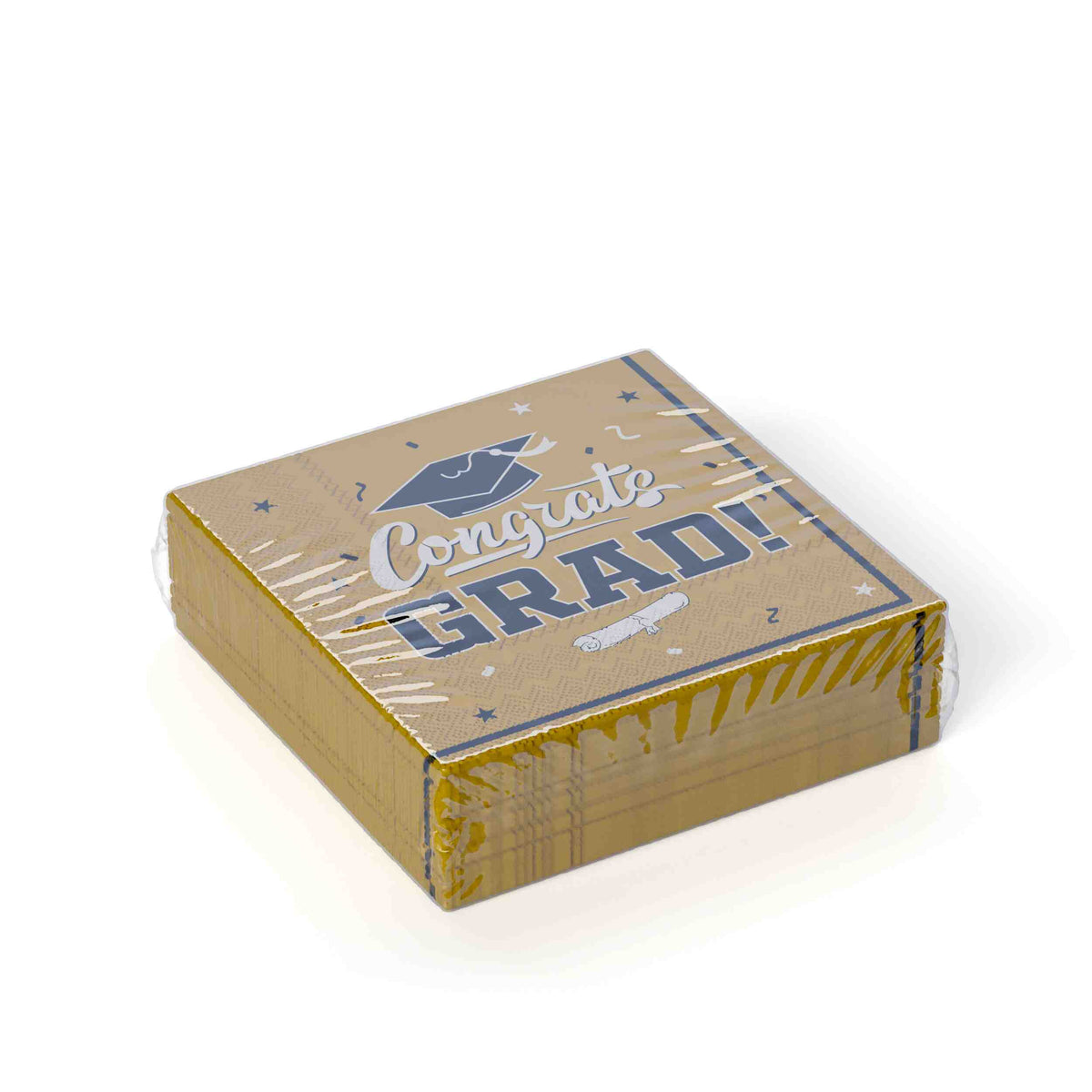 White/Gold Graduation Lunch Napkins | 24 Count