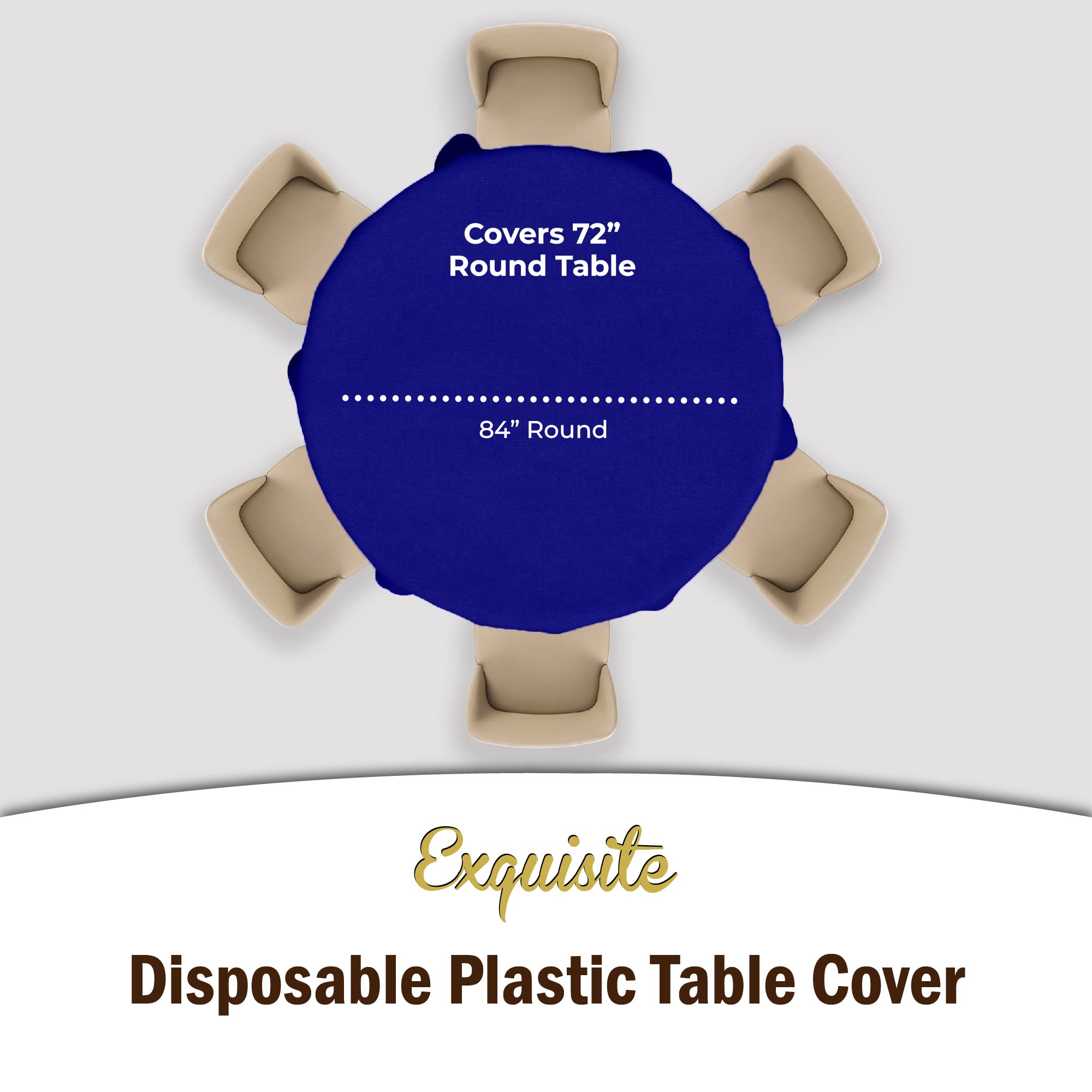 Navy Blue Round Plastic Table Cover - 84 in. | Case of 48