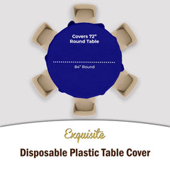 Navy Blue Round Plastic Table Cover - 84 in. | Case of 48