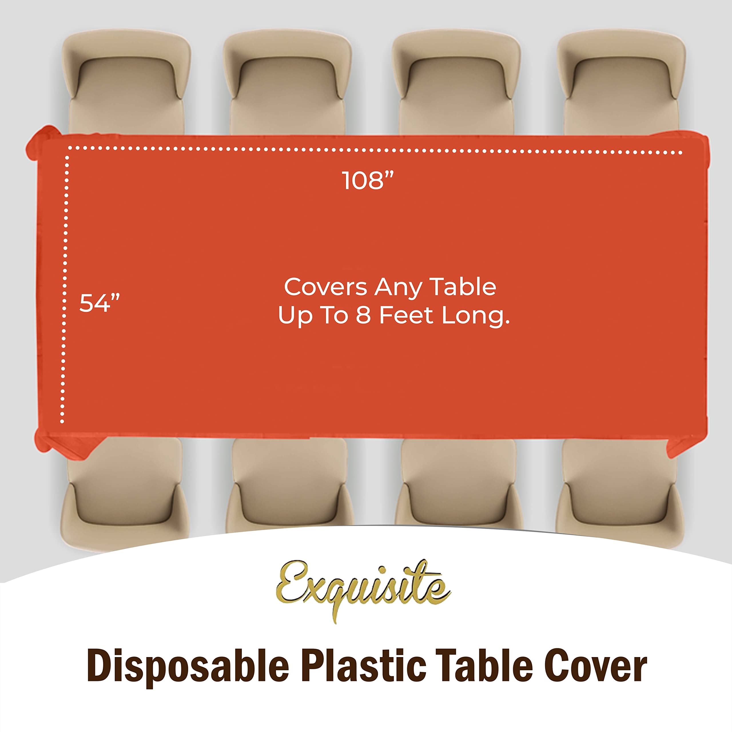 Orange Plastic Table Covers | 12 Pack - 54 In. x 108 In.
