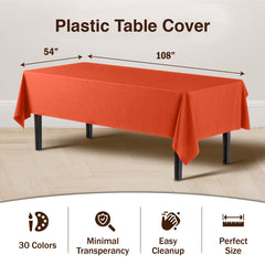Orange Plastic Table Covers | 12 Pack - 54 In. x 108 In.