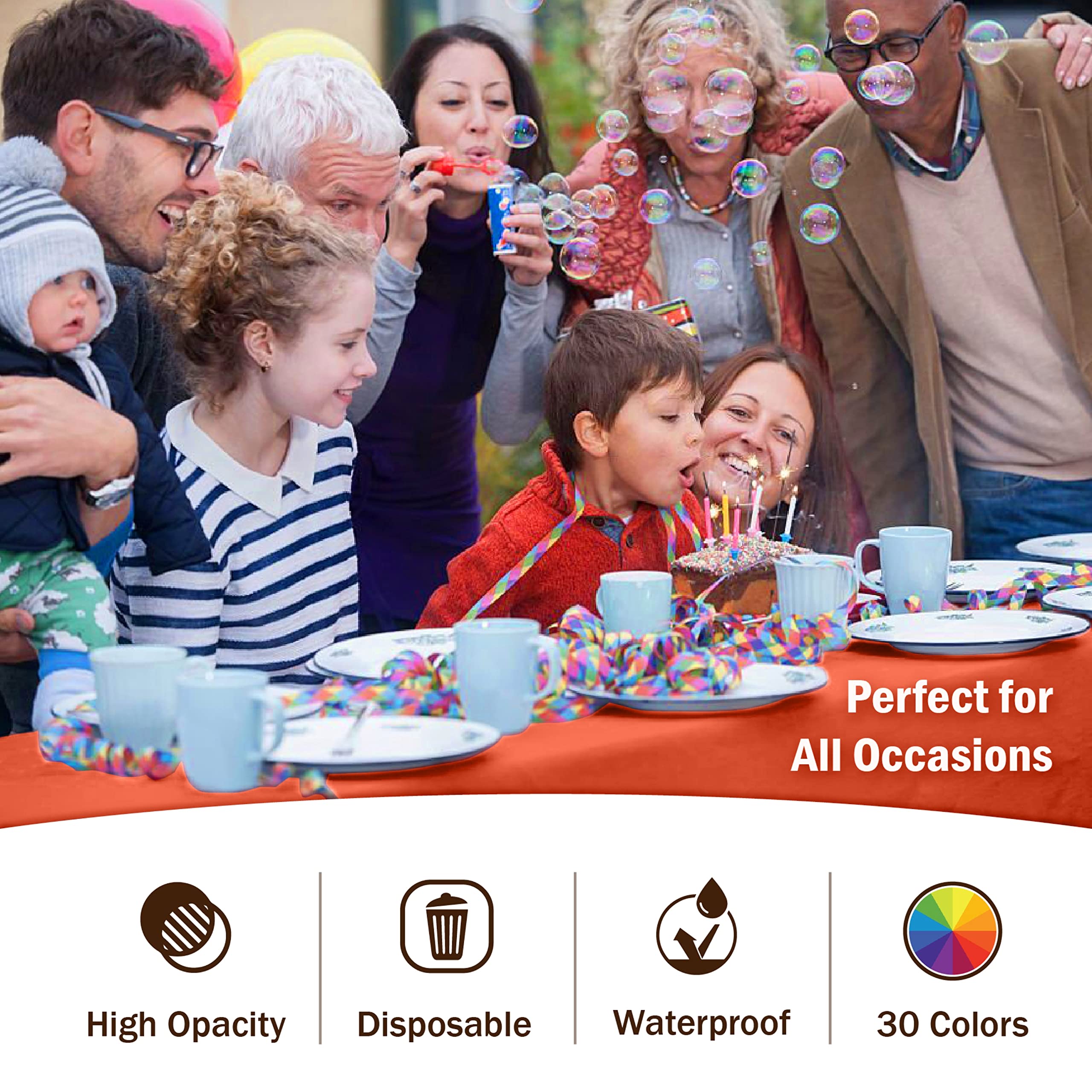 Orange Plastic Table Cover | Case of 48 - 54 In. x 108 In.