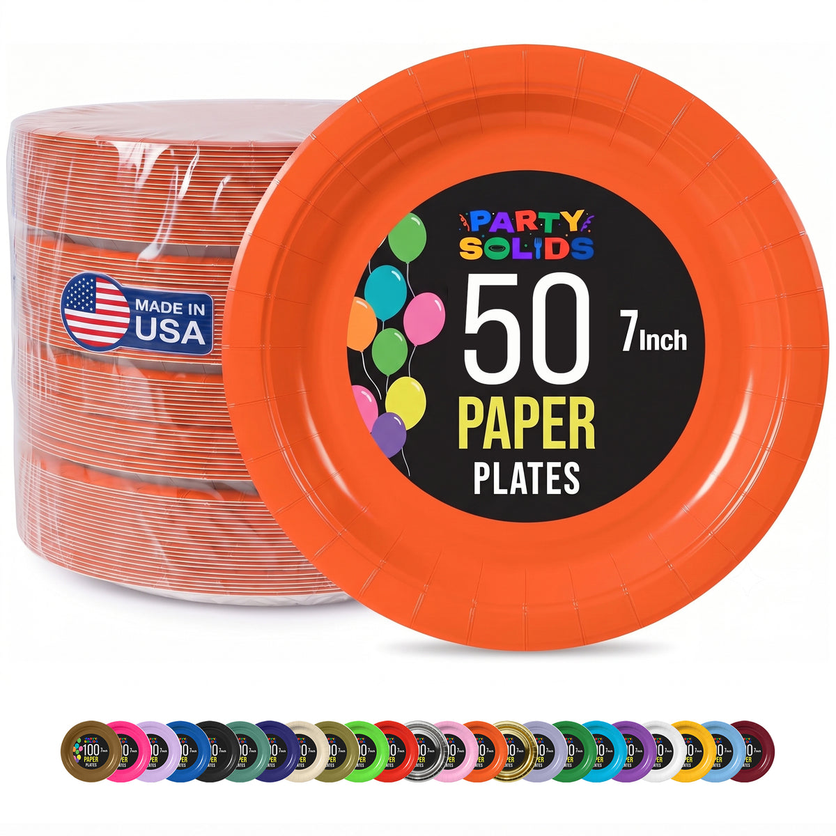 7 in. Orange Paper Plates | 50 Ct.