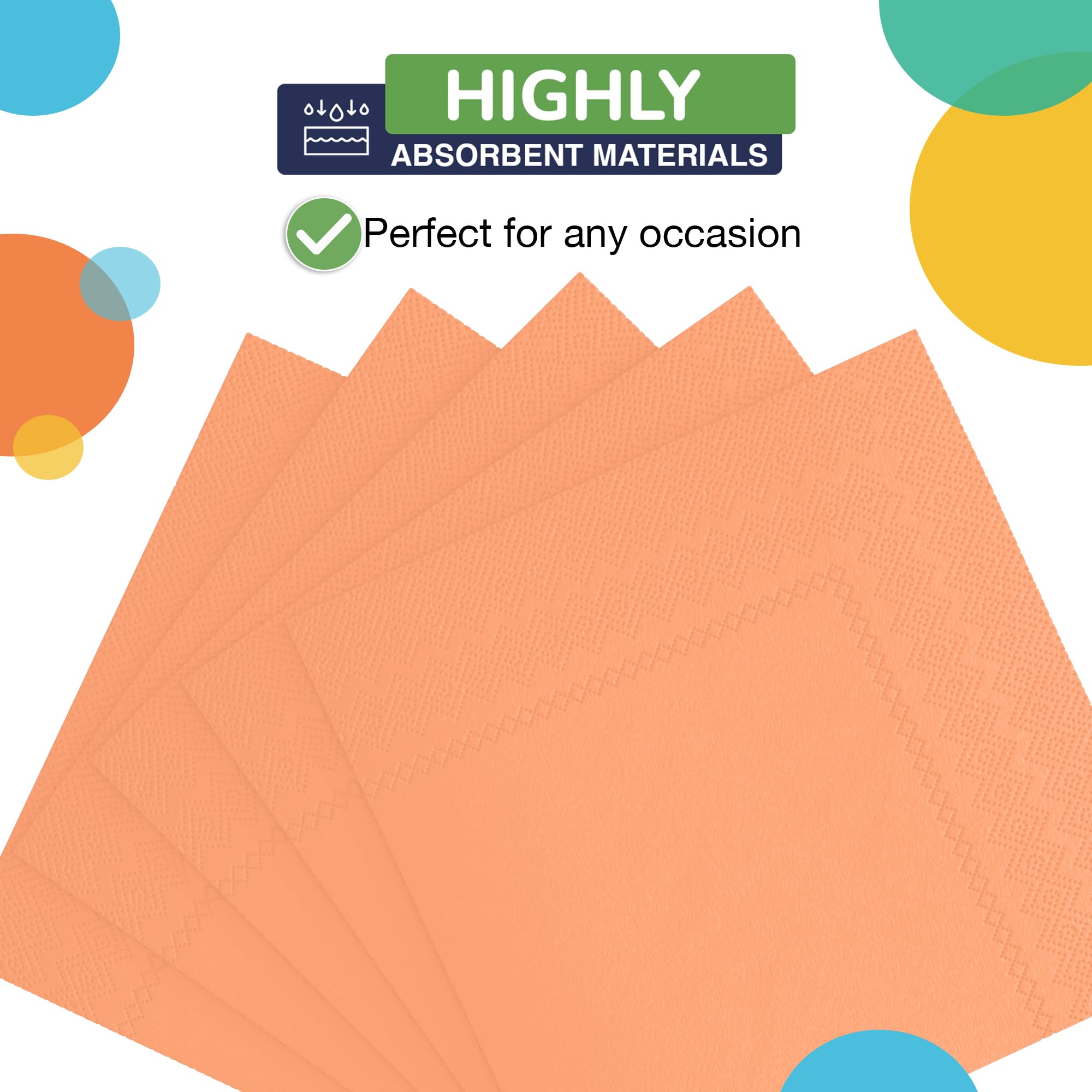 Peach Beverage Napkins - 9 in. | 1800 Count