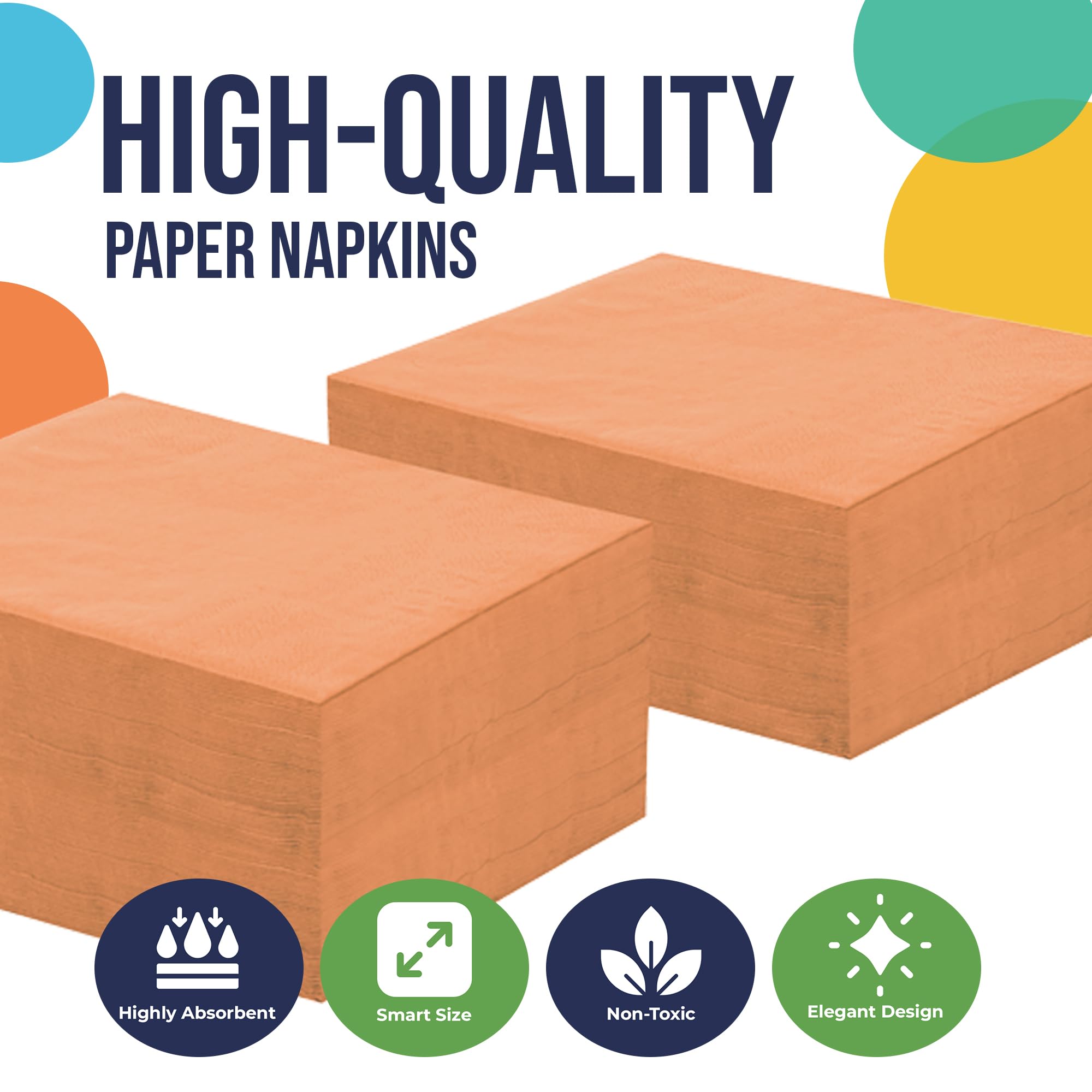 Peach Beverage Napkins - 4.75 in. x 4.75 in. | Case of 3600