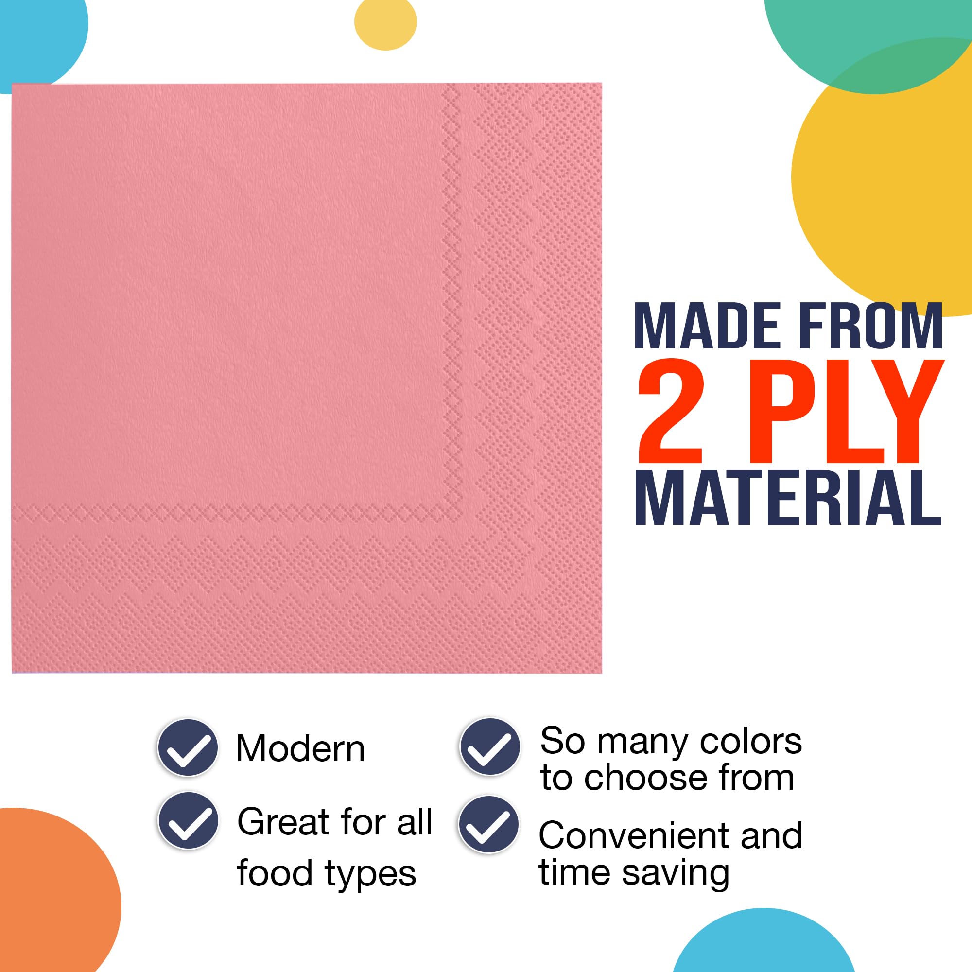Pink Beverage Napkins - 9 in. | 1800 Count