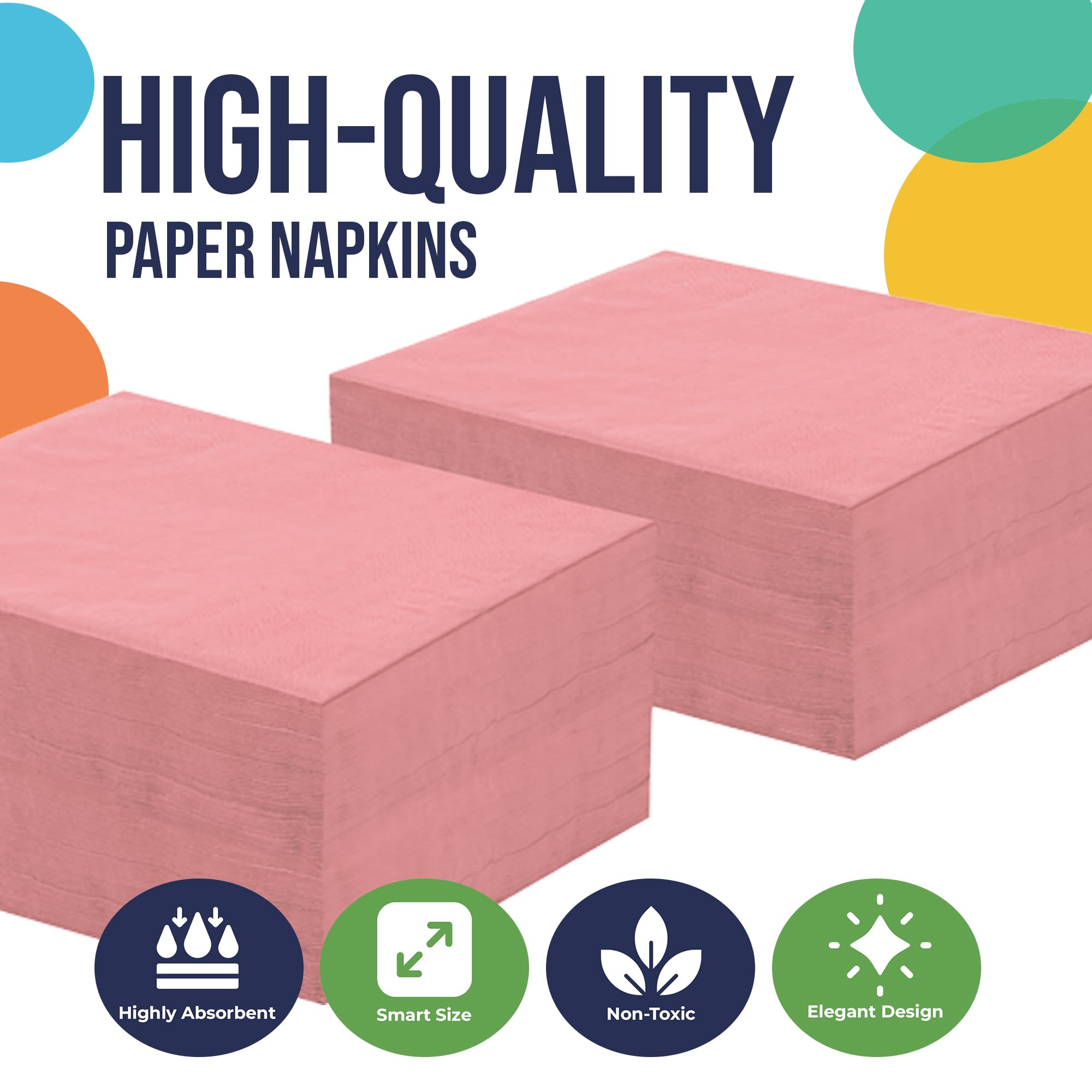 Pink Beverage Napkins - 9 in. | 1800 Count