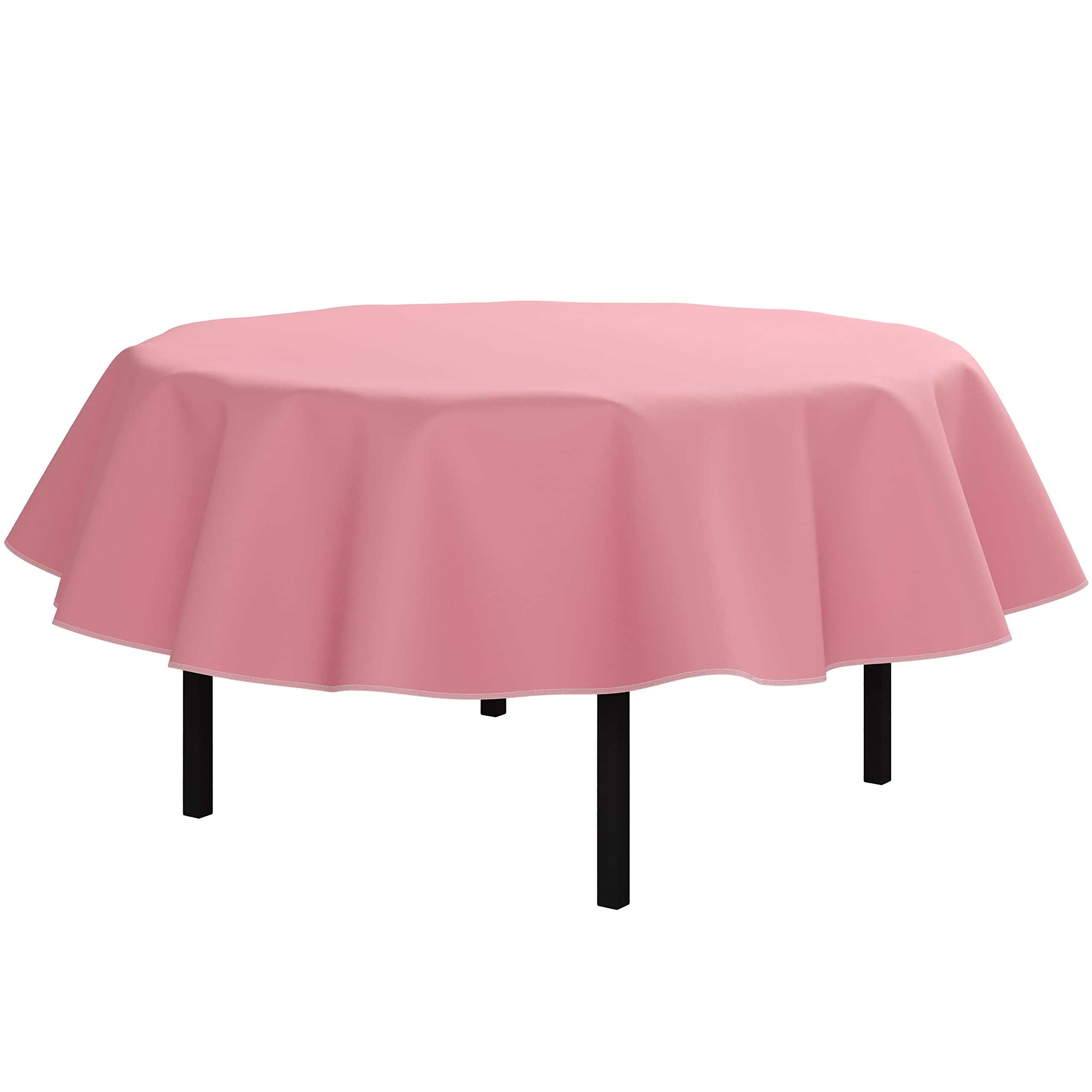 Pink Flannel Backed Table Cover 70 In. Round