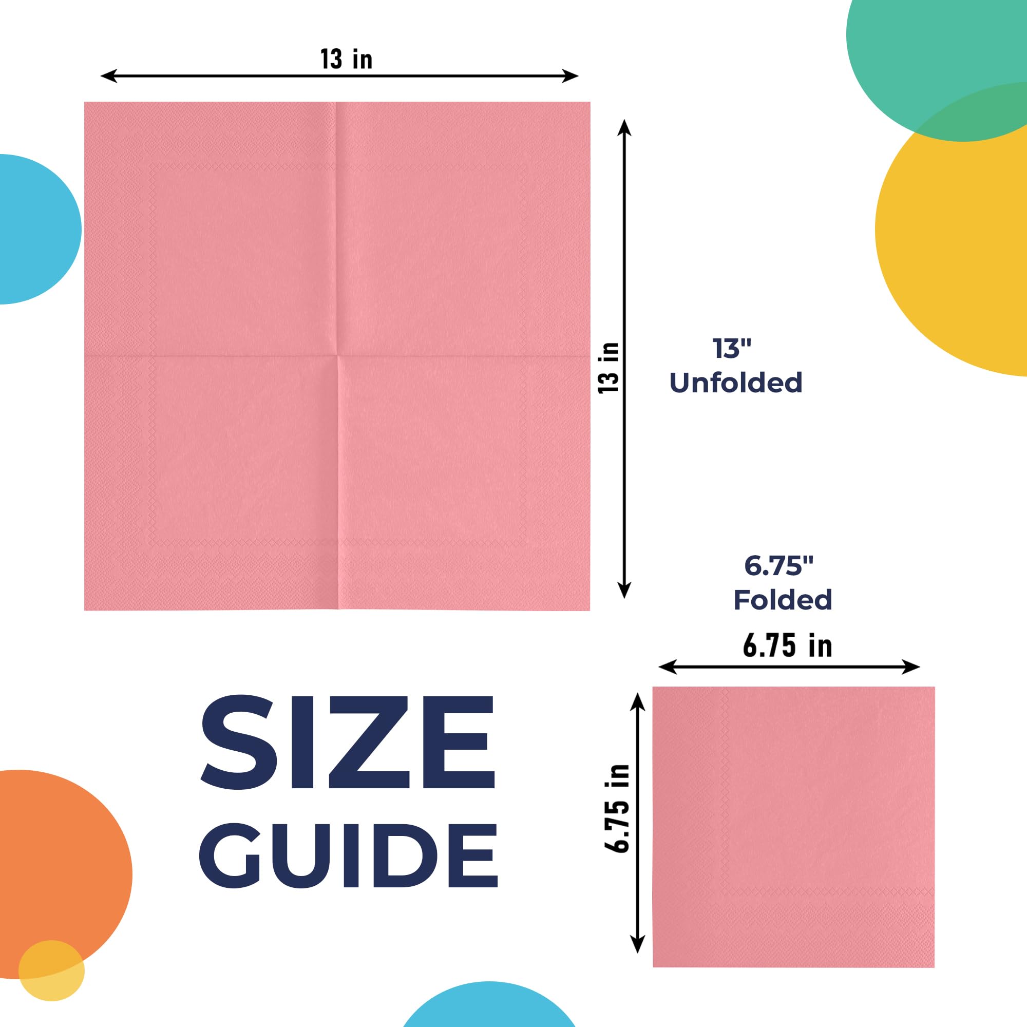Pink Luncheon Napkins - 6.75 in. x 6.75 in. | Case of 3600