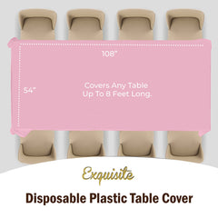 Premium Pink Plastic Table Covers | 12 Pack - 54 In. x 108 In.
