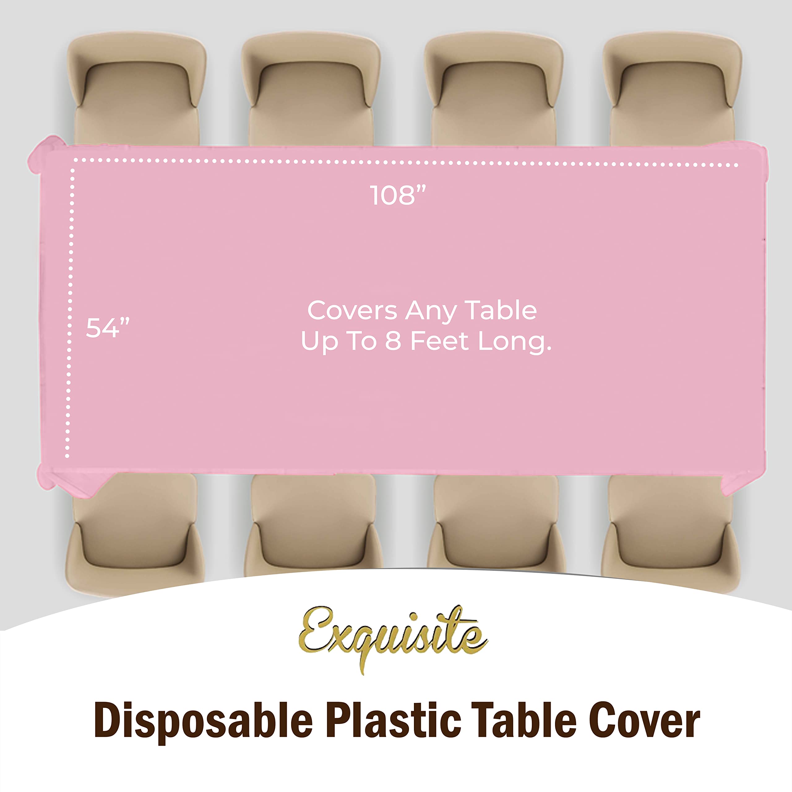 Premium Pink Plastic Table Cover | Case of 96 - 54 In. x 108 In.