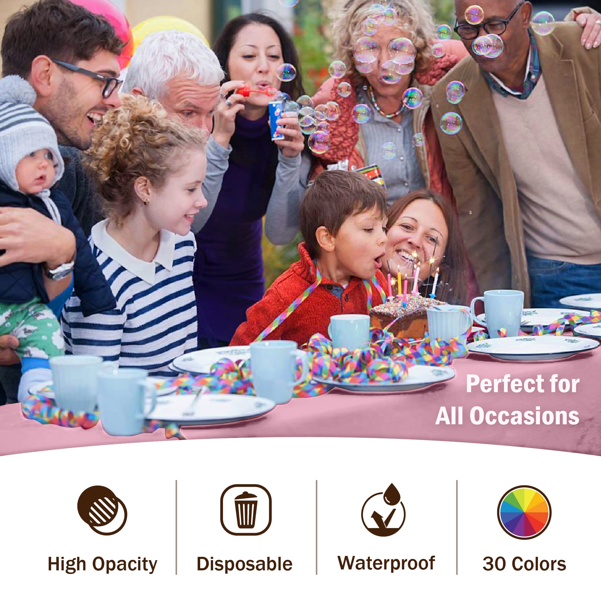 Premium Pink Plastic Table Covers | 6 Pack - 54 In. x 108 In.