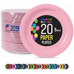 9 In. Pink Paper Plates - 20 Ct.