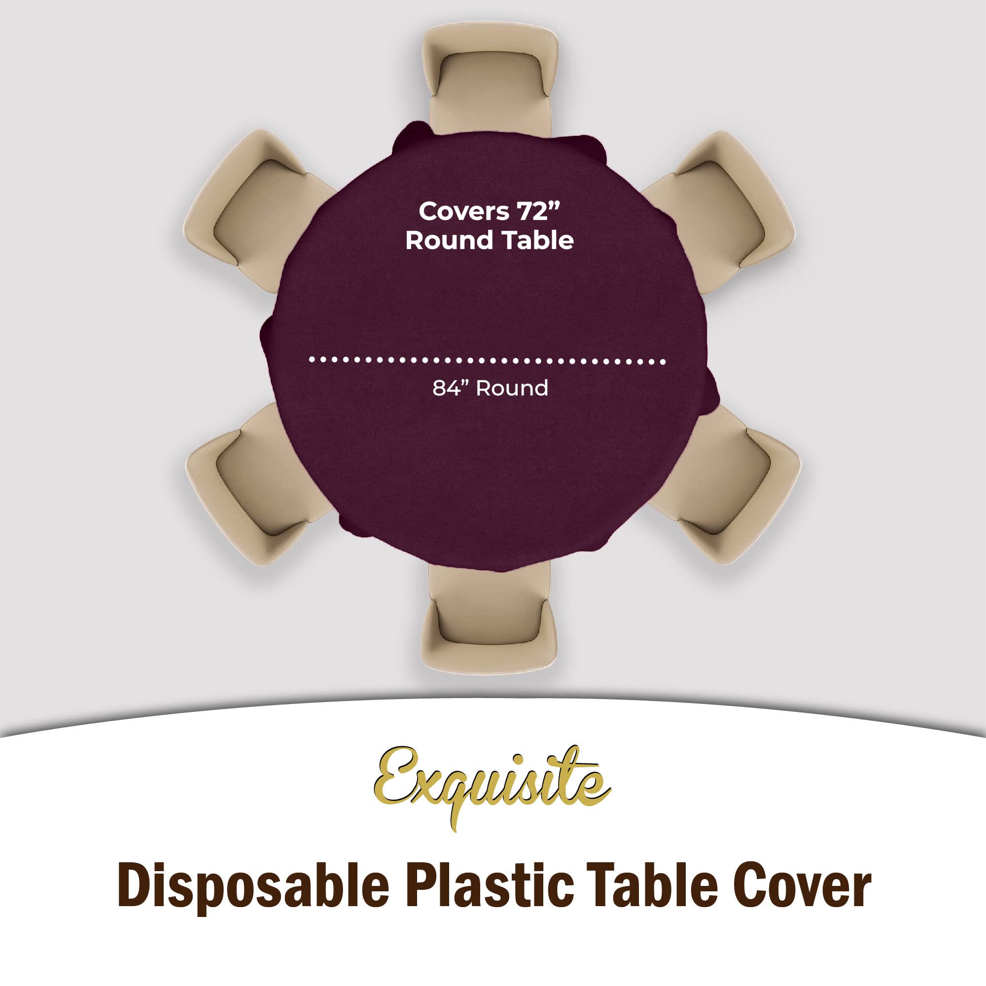 Round Plum Plastic Table Covers | 12 Pack - 84 in.