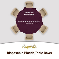 Round Plum Plastic Table Covers | 12 Pack - 84 in.
