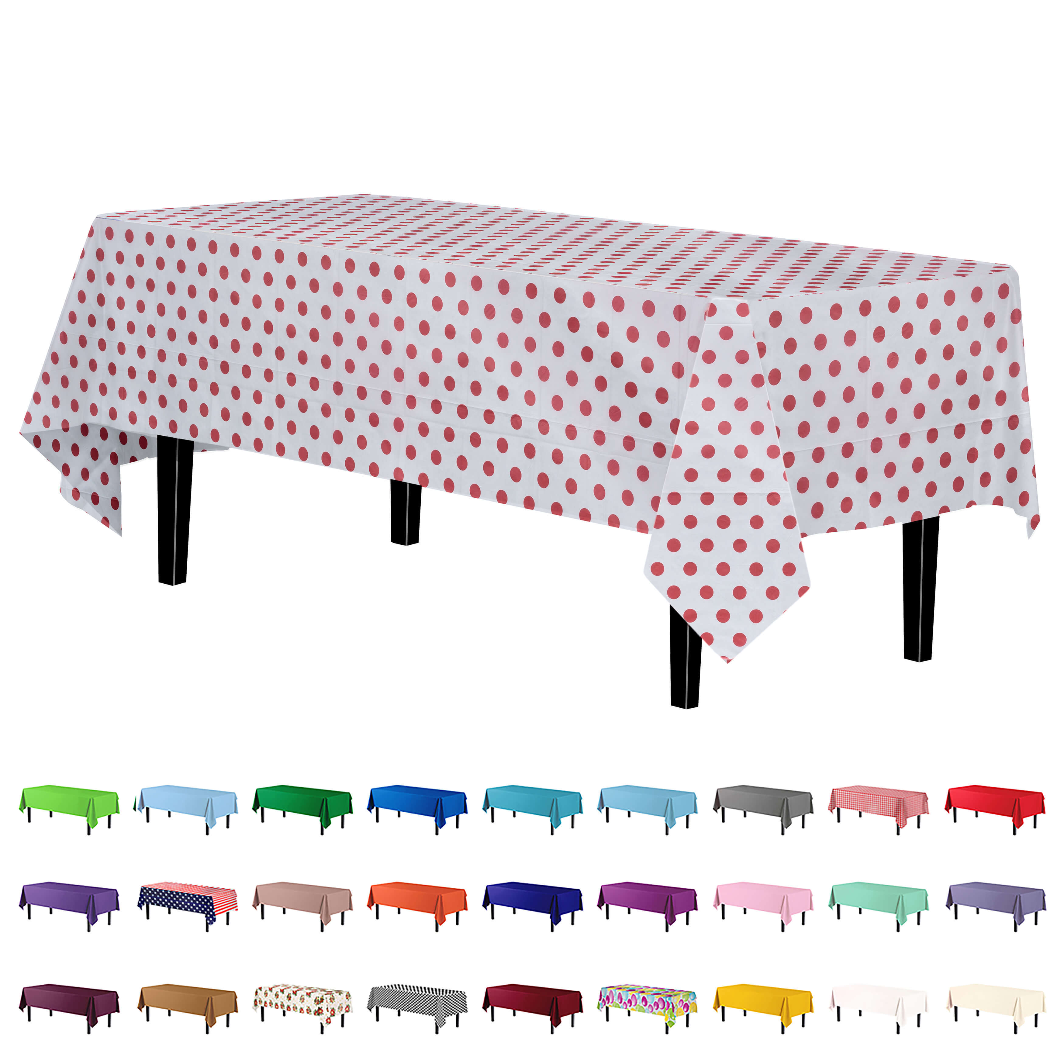 Red Polka Dot Plastic Table Cover