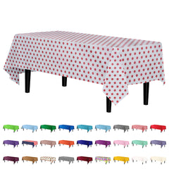 Red Polka Dot Plastic Table Covers | 6 Pack - 54 In. x 108 In.