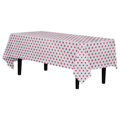 Red Polka Dot Plastic Table Covers | 6 Pack - 54 In. x 108 In.