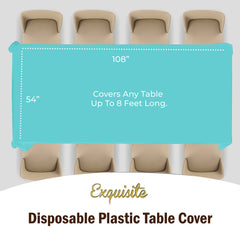 Premium Aqua Blue Plastic Table Cover | Case of 96 - 54 In. x 108 In.