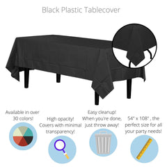 Premium Black Plastic Table Cover | Case of 96 - 54 In. x 108 In.