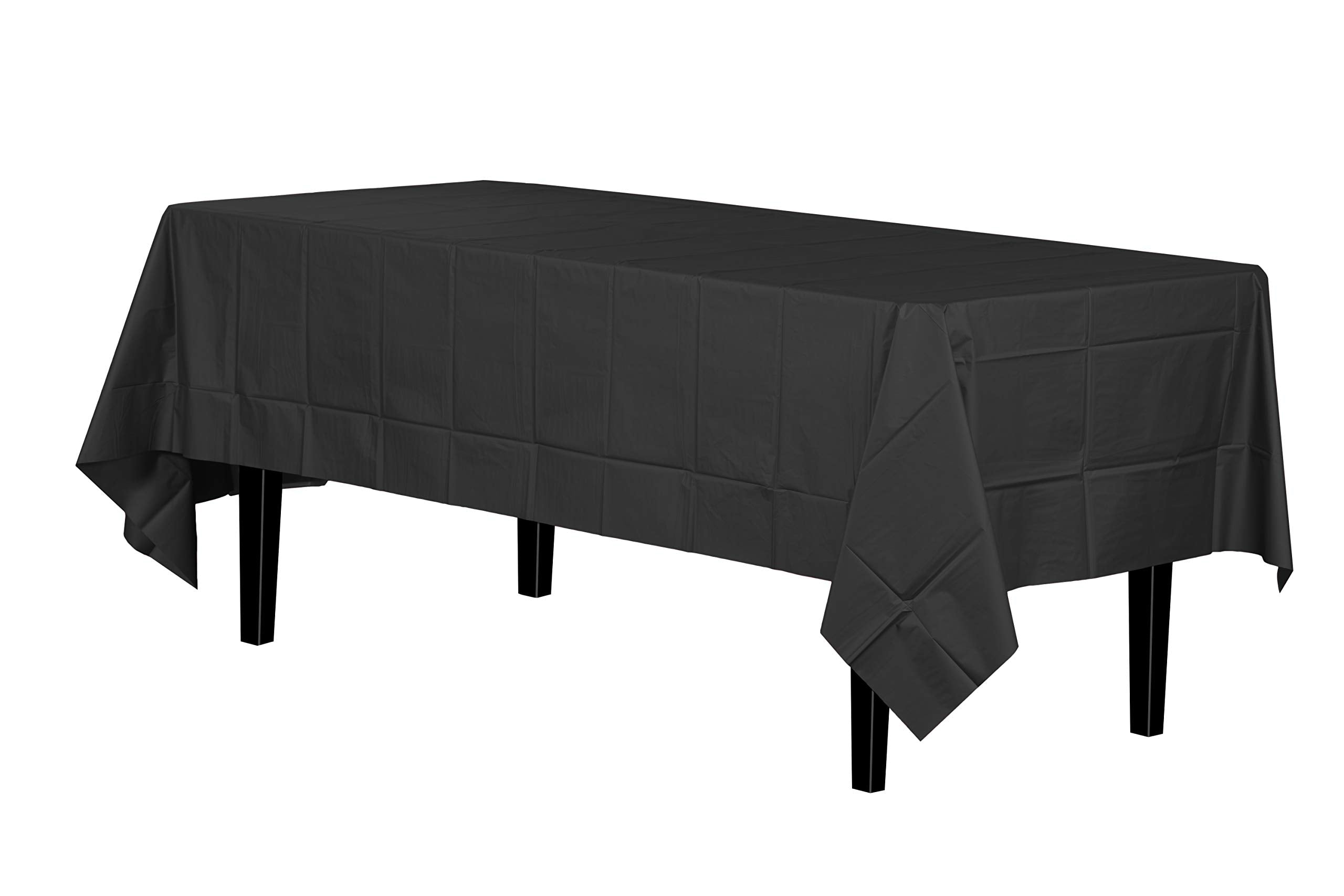 Premium Black Plastic Table Covers | 6 Pack - 54 In. x 108 In.