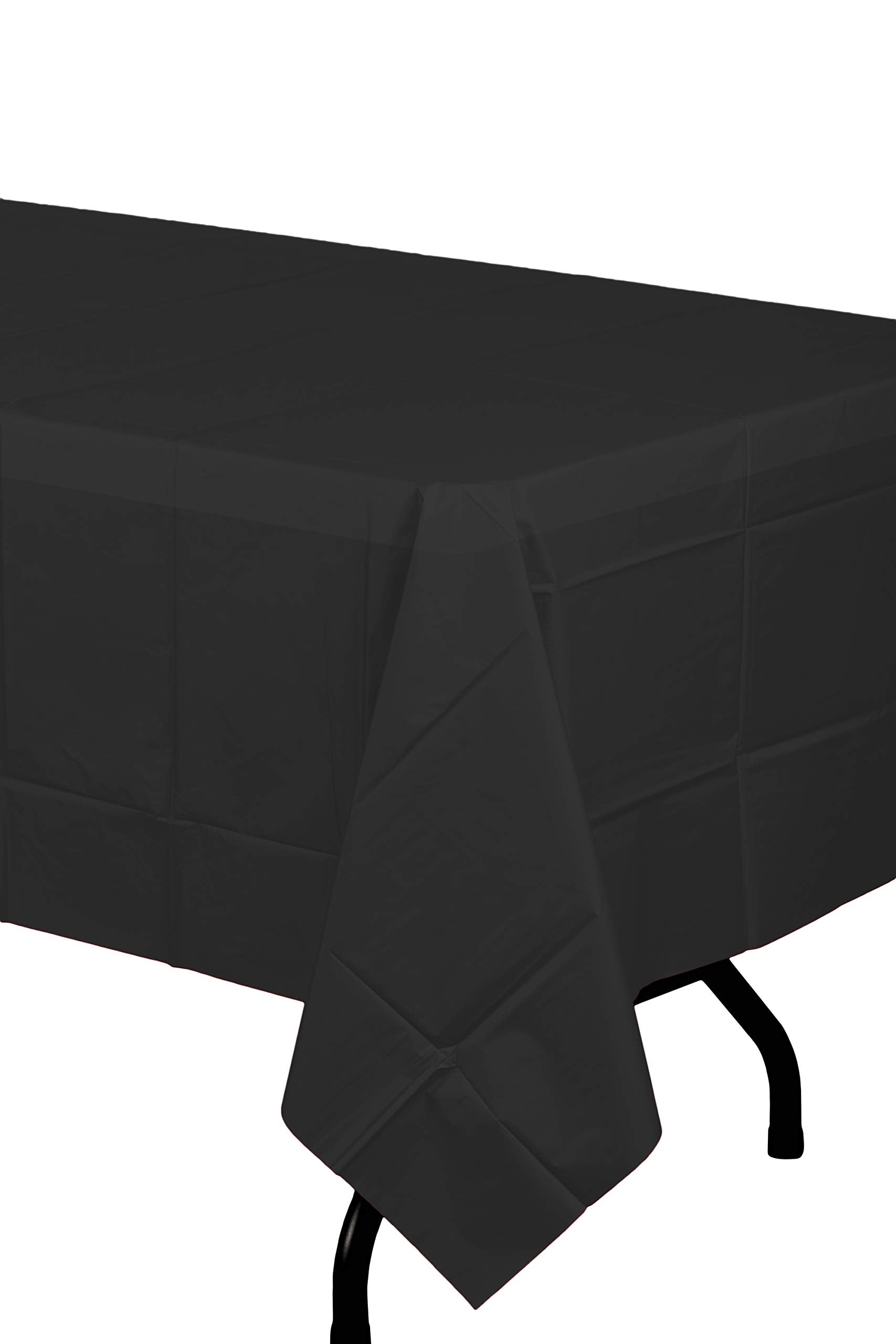 Premium Black Plastic Table Covers | 12 Count - 54 In. x 108 In.