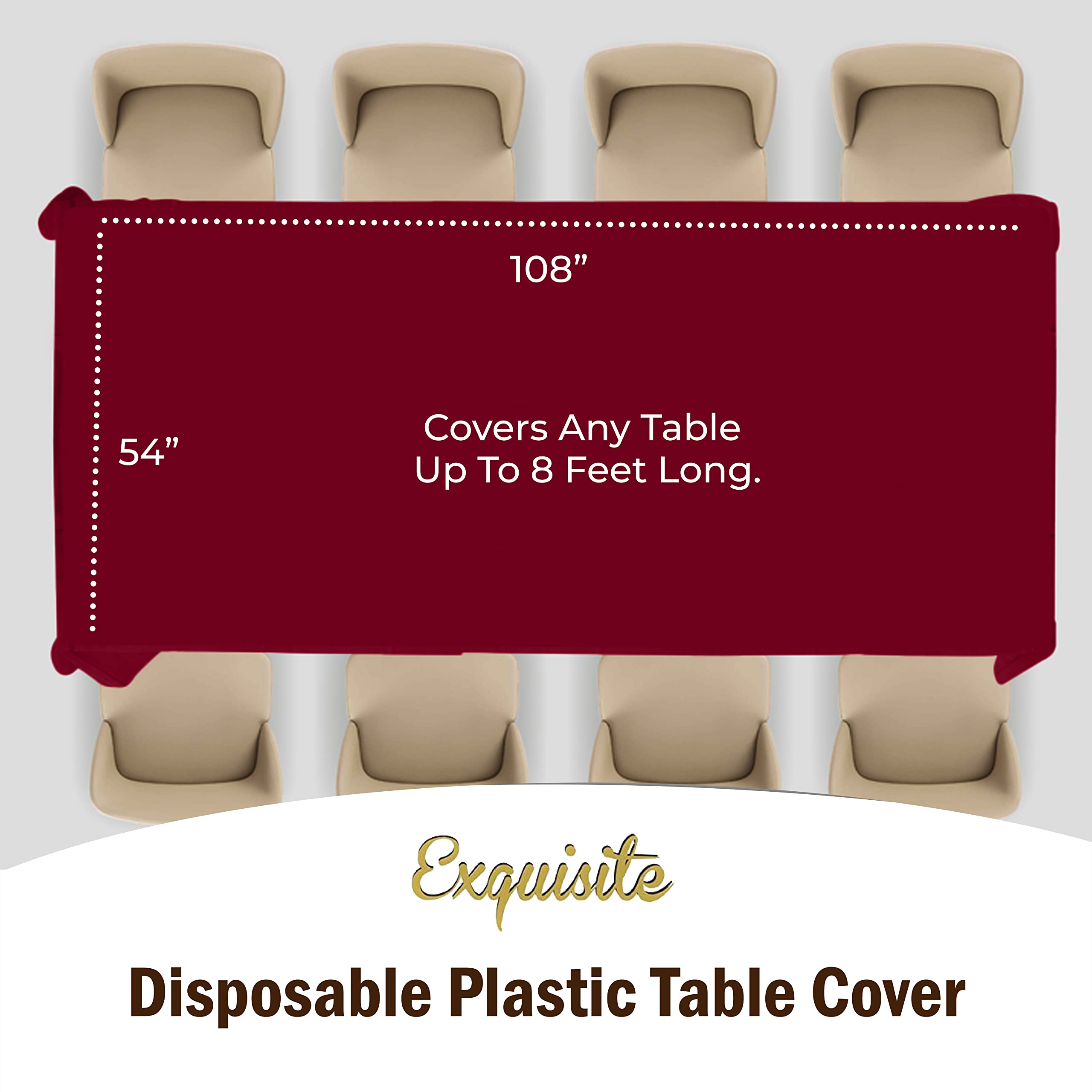Premium Burgundy Plastic Table Cover | Case of 96 - 54 In. x 108 In.