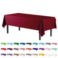 Premium Burgundy Plastic Table Covers | 6 Pack - 54 In. x 108 In.
