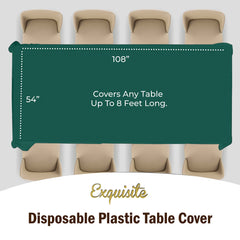 Premium Dark Green Plastic Table Covers | 12 Pack - 54 In. x 108 In.
