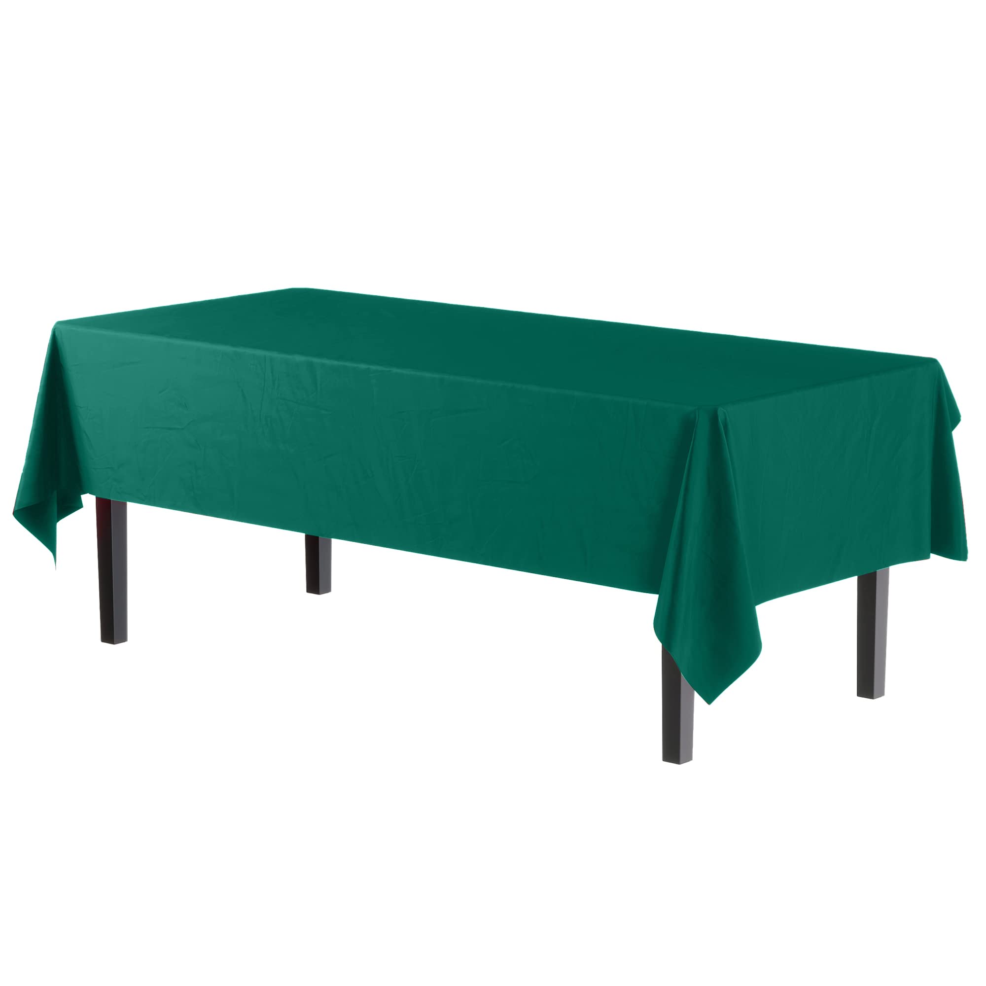 Premium Dark Green Plastic Table Covers | 12 Pack - 54 In. x 108 In.