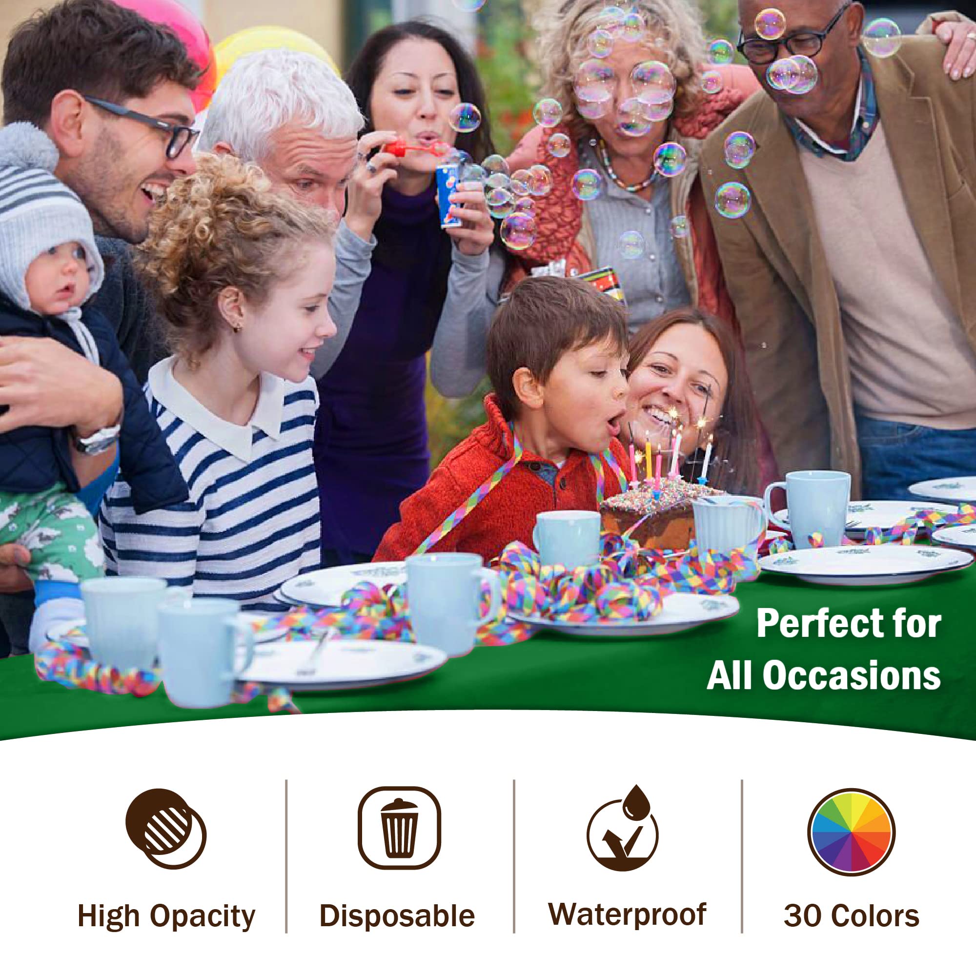 Premium Emerald Green Plastic Table Covers | 6 Pack - 54 In. x 108 In.