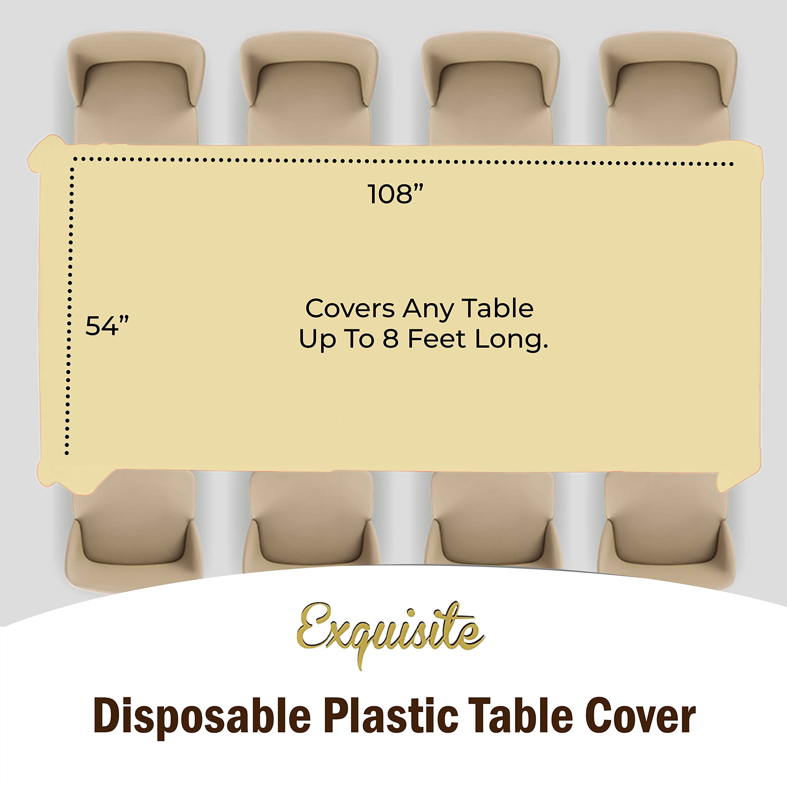 Premium Light Yellow Plastic Table Covers | 6 Pack - 54 In. x 108 In.