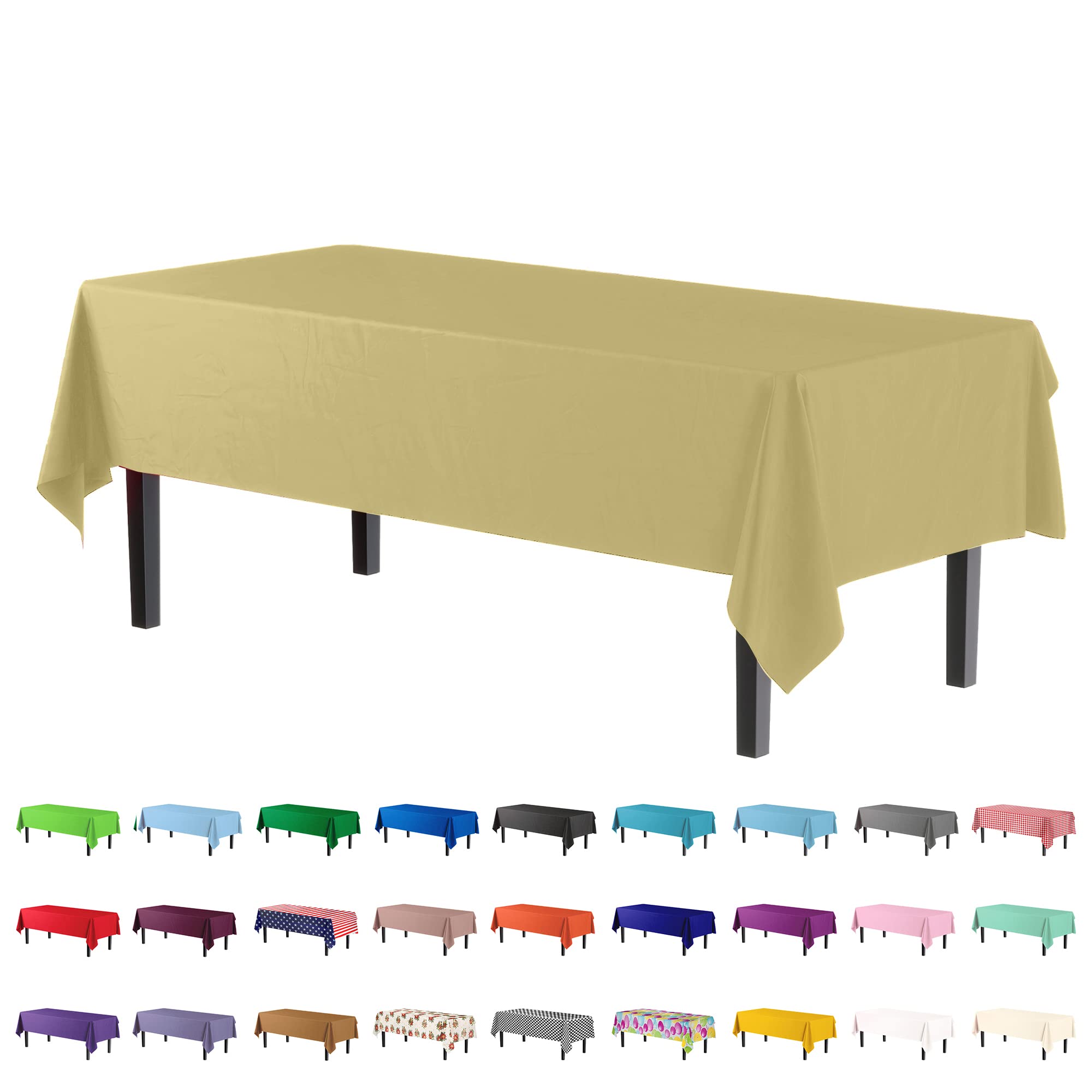Premium Light Yellow Plastic Table Cover | Case of 96 - 54 In. x 108 In.