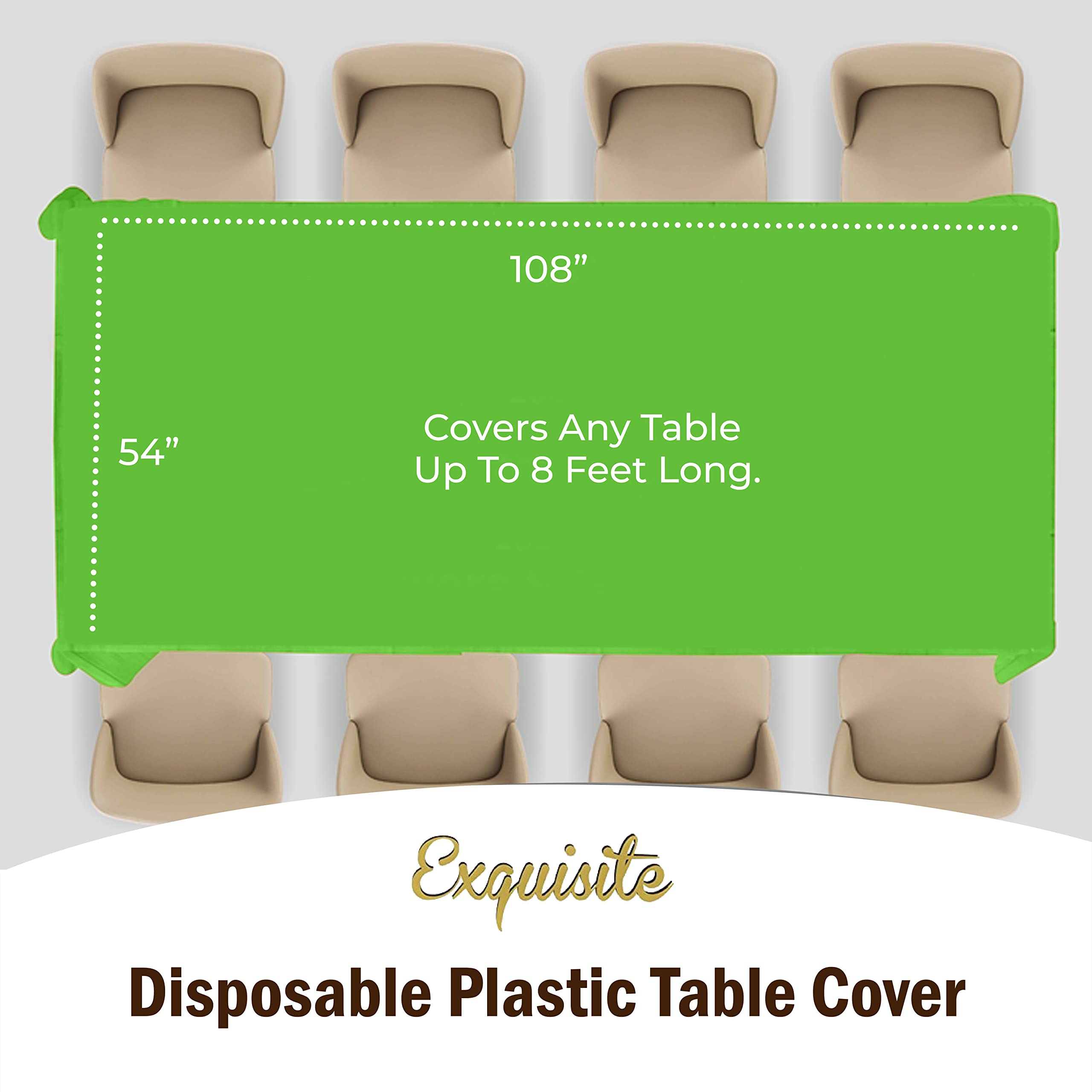 Premium Lime Green Plastic Table Covers | 6 Pack - 54 In. x 108 In.