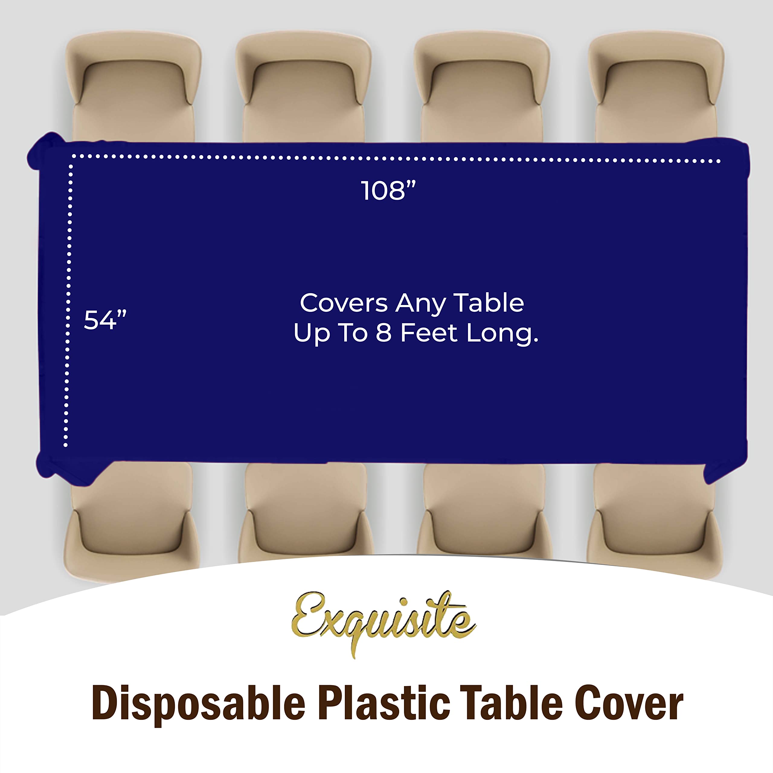 Premium Navy Blue Plastic Table Covers | 6 Pack - 54 In. x 108 In.