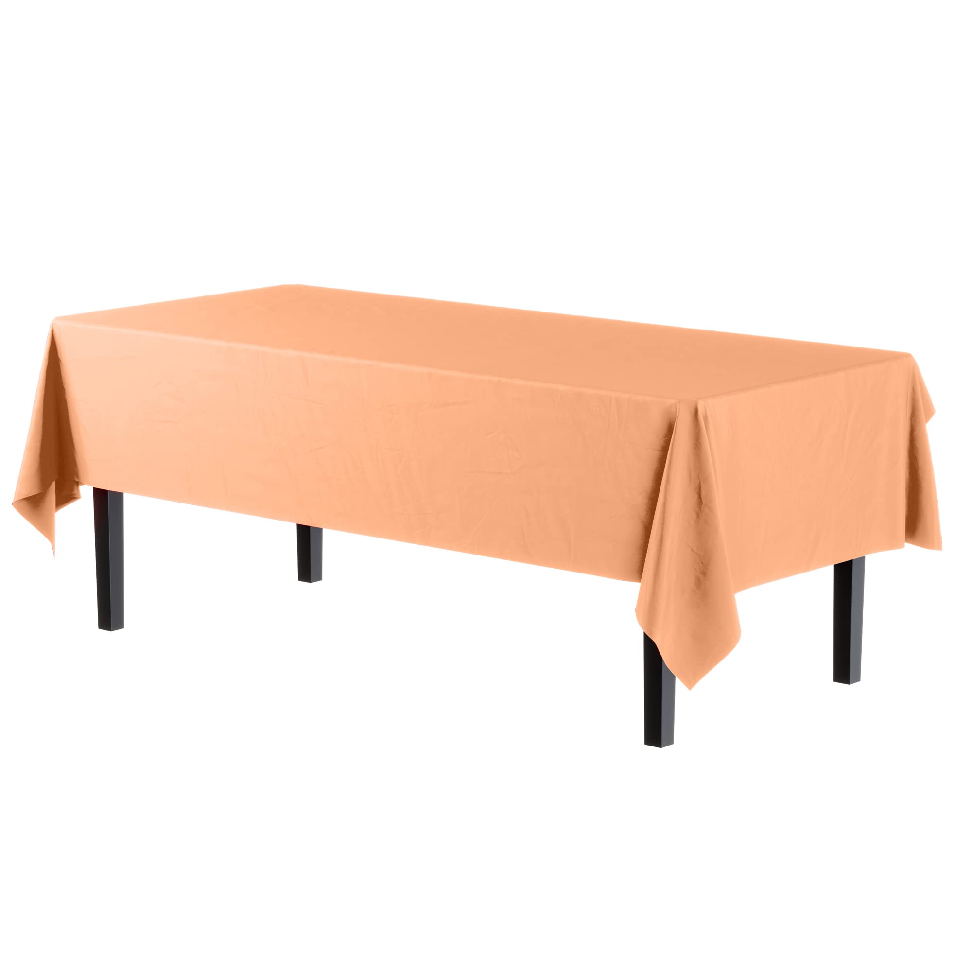 Premium Peach Plastic Table Covers | 12 Pack - 54 In. x 108 In.