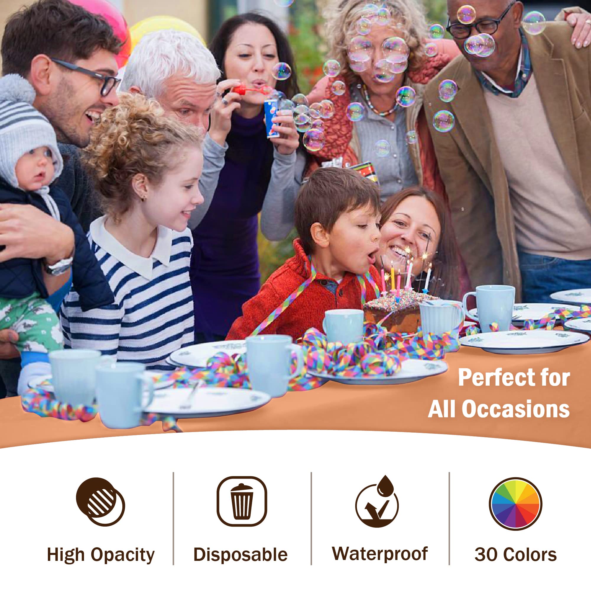 Premium Peach Plastic Table Covers | 6 Pack - 54 In. x 108 In.