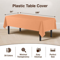 Premium Peach Plastic Table Covers | 12 Pack - 54 In. x 108 In.