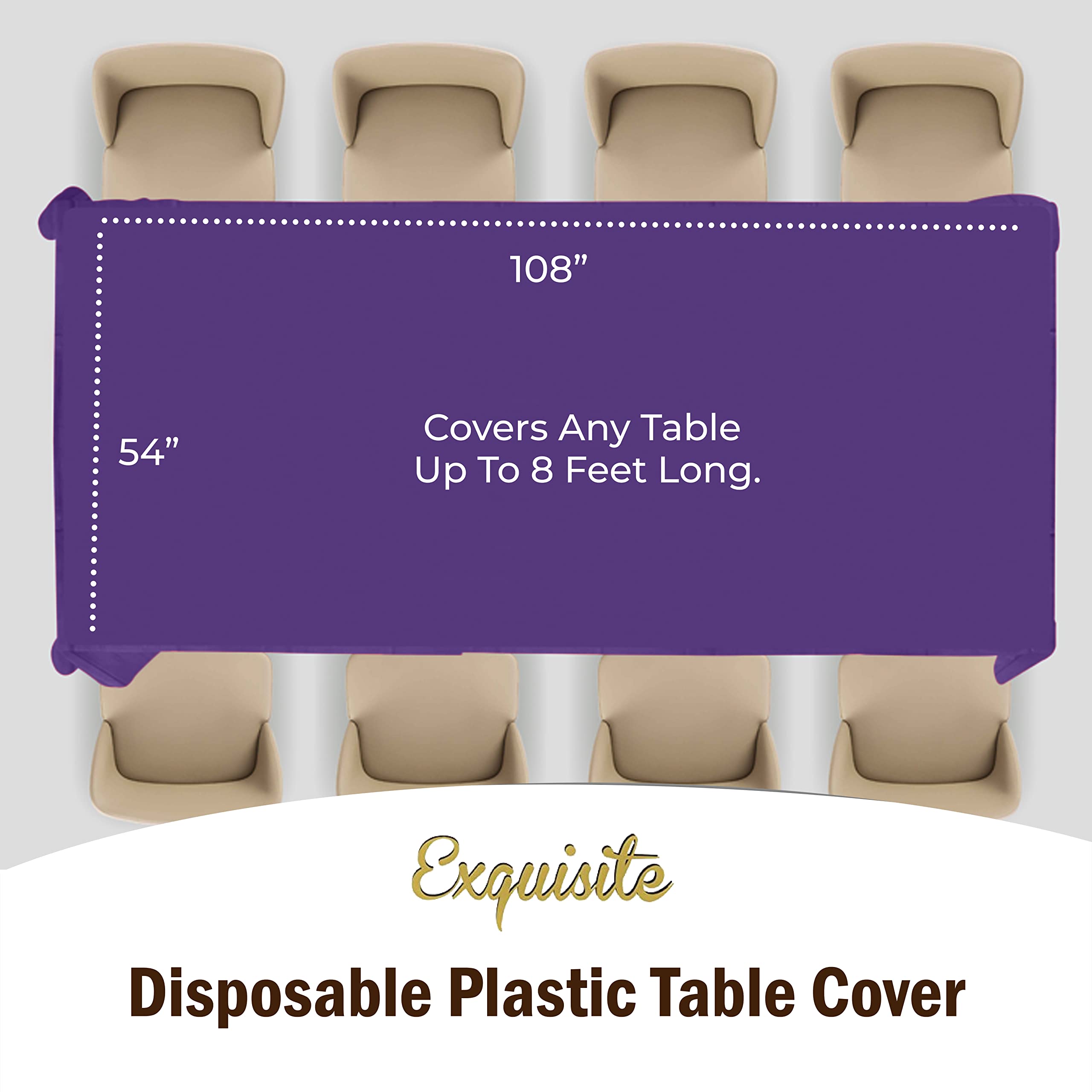 Premium Purple Plastic Table Cover | Case of 96 - 54 In. x 108 In.