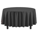 Premium Round Black Plastic Table Cover - 84 in.