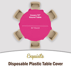 Premium Round Cerise Plastic Table Cover | Case of 96
