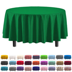 Premium Round Emerald Green Plastic Table Cover | Case of 96