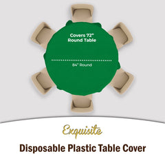 Premium Round Emerald Green Plastic Table Covers | 6 Pack