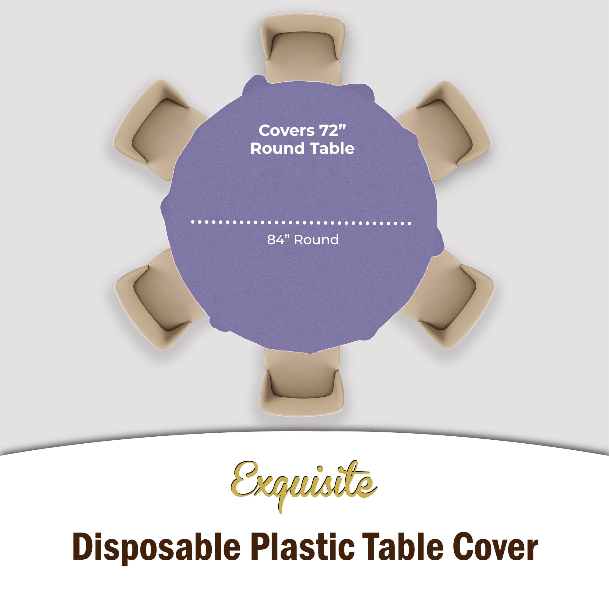 Premium Round Lavender Plastic Table Cover | Case of 96