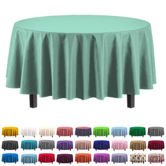 Premium Round Mint Plastic Table Cover | Case of 96