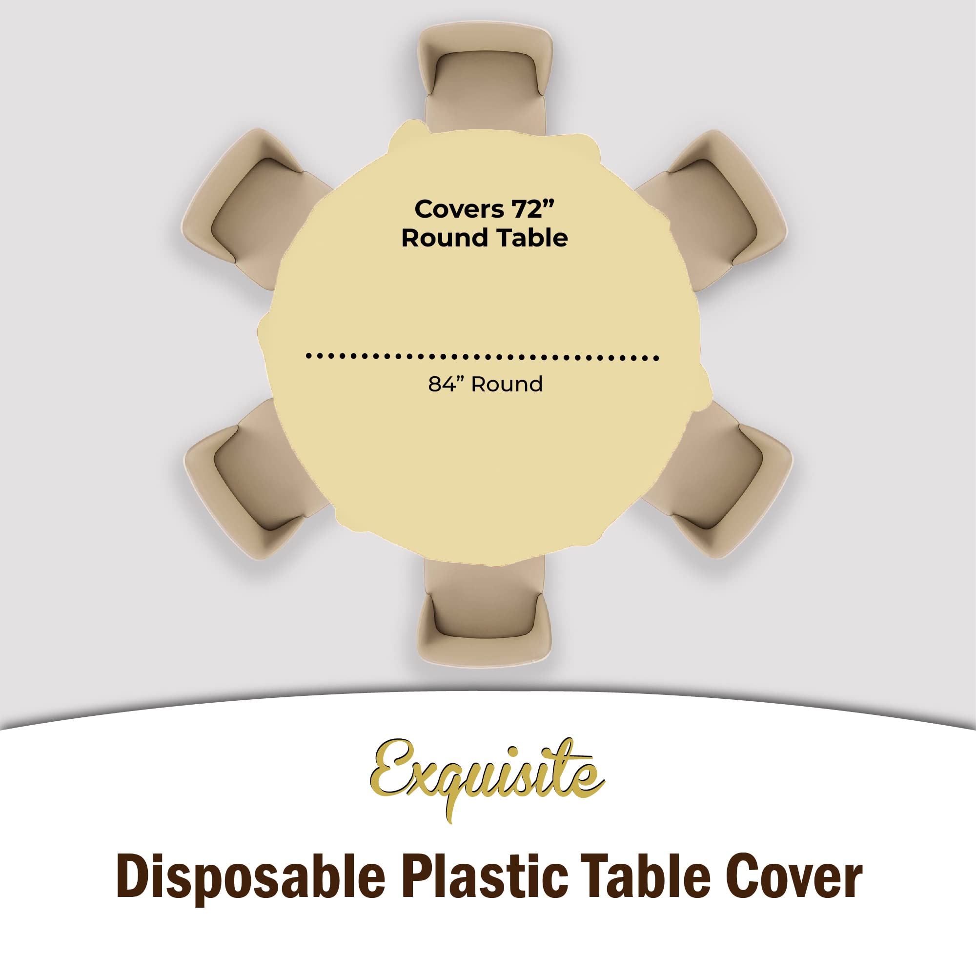 Premium Round Light Yellow Plastic Table Covers | 12 Pack