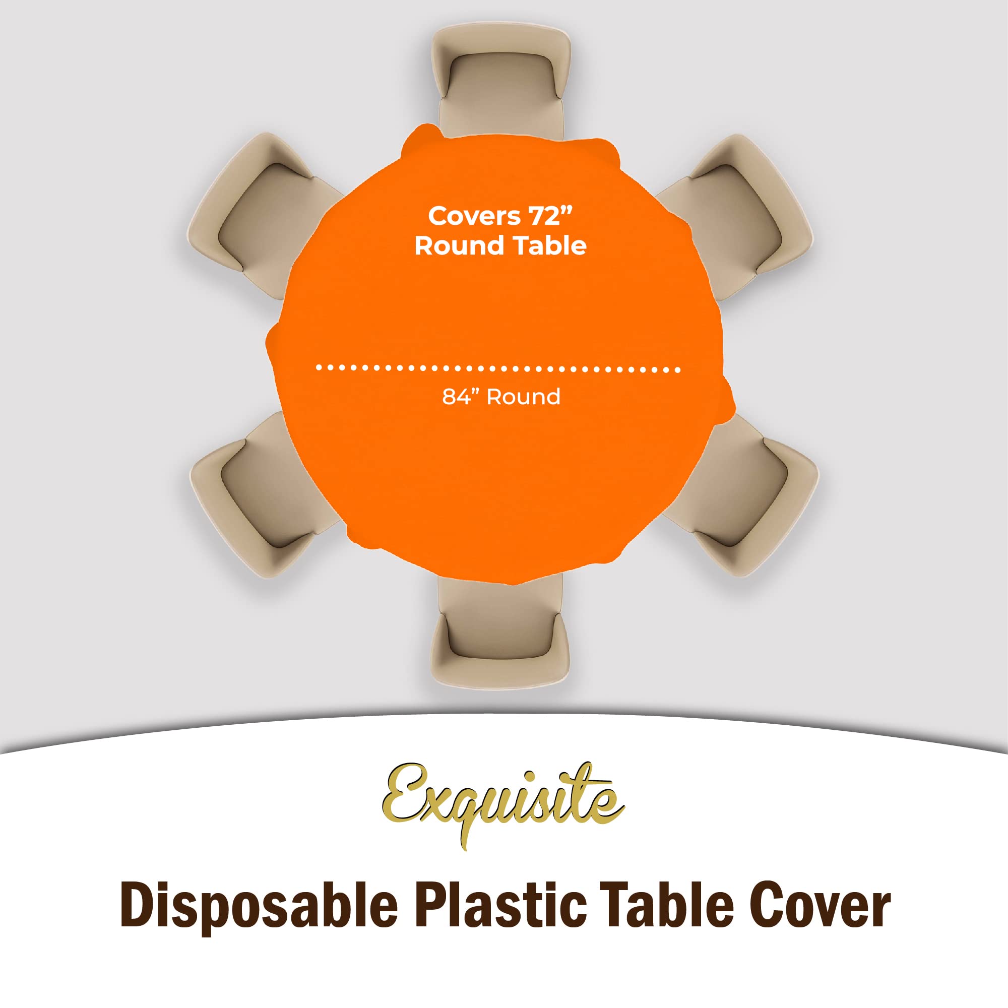 Premium Round Orange Plastic Table Cover | Case of 96