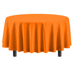 Premium Round Orange Plastic Table Cover - 84 in.