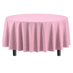 Premium Round Pink Plastic Table Cover - 84 in.