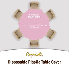 Premium Round Pink Plastic Table Cover | Case of 96